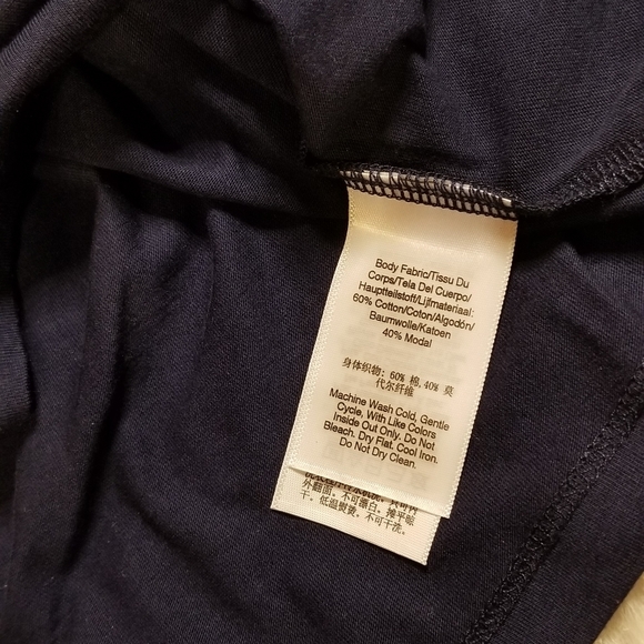 DKNY Cinched Sleeve Elastic Cuff Blouse Top in Navy Blue - Picture 10 of 13